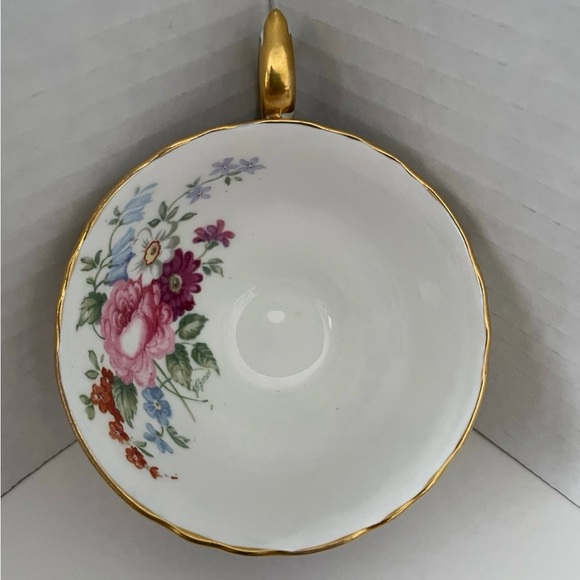 Crown Staffordshire A15911 Cobalt Blue And Gold Floral Tea Cup & Saucer Set - Picture 7 of 11